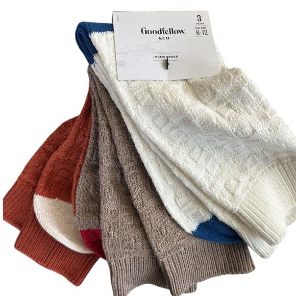 Goodfellow & Co 3-pack crew socks textured multicolor Men's shoe size 6-12 NWT - Picture 1 of 3